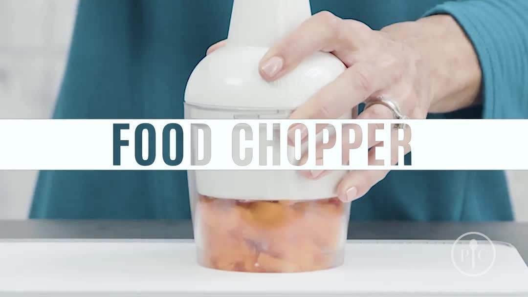 One of our most popular kitchen tools, the Food Chopper makes quick work of chopping veggies, cooked meat, and nuts in seconds. It’s the solution to tear-free onion chopping! It’s equipped with a unique stainless steel blade that rotates with each press of the plunger for consistent results. The more you press the plunger, the finer the chop. 

Which foods do you choo the most?