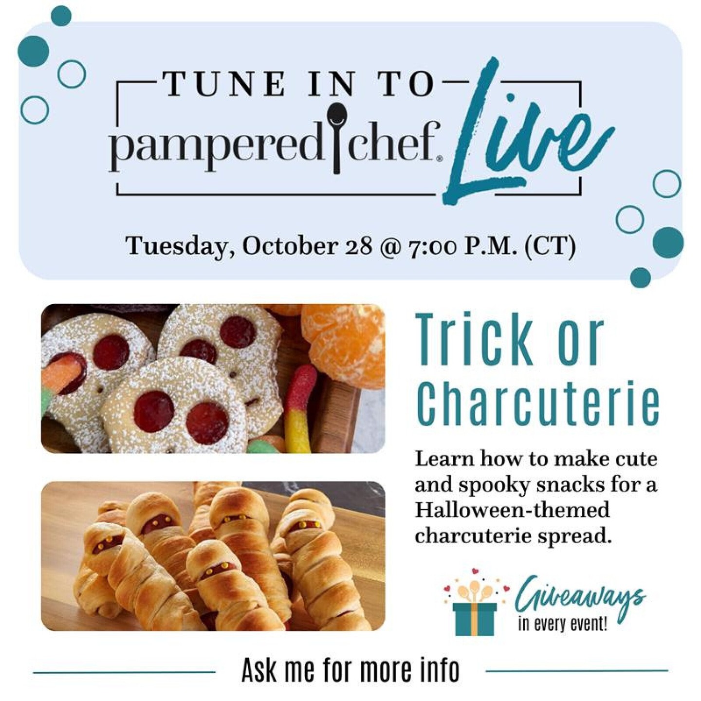 Pampered Chef Live tonight is all about charcuterie magic 🍇 Join us for tips & tricks. Who wants the link?